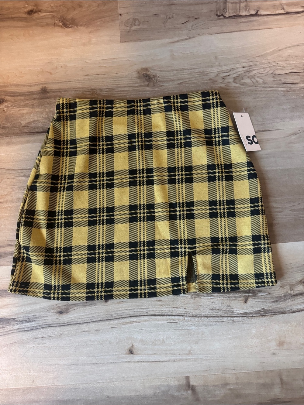 Kohl's Yellow and Black Plaid Mini Skirt